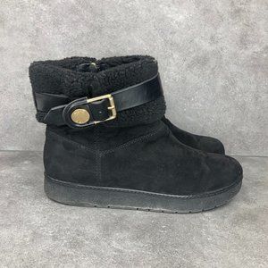 Marc Fisher Belles 2 Suede Faux Fur Ankle Boot, Black, Women's 9